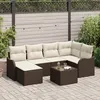 Image de Ensemble de 6 canapÃ©s de jardin avec coussins en poly rotin gris vidaXL, CanapÃ© de jardin 2 places avec coussins en poly rotin marron vidaXL