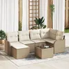 Image de CanapÃ© De Jardin 7 PiÃ¨ces En Rattan Beige Poly, CanapÃ© De Jardin 2 Places En Rattan Beige