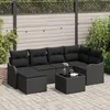 Image de Ensemble De CanapÃ© De Jardin Vidaxl 7 PiÃ¨ces Avec Coussins Rattan Poly Beige, CanapÃ© De Jardin Vidaxl 2 Places Avec Coussins Rattan Poly Noir