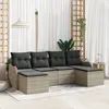 Image de Ensemble De CanapÃ© De Jardin 6 PiÃ¨ces Vidaxl Avec Coussins Gris Clair Rotin SynthÃ©tique, CanapÃ© De Jardin 2 Places Vidaxl Avec Coussins Gris Clair Rotin SynthÃ©tique