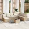 Image de CanapÃ© De Jardin 9 PiÃ¨ces Avec Coussins Marron En Poly Rattan, CanapÃ© De Jardin 2 Places Avec Coussins Beiges En Poly Rattan
