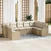 Image de Vidaxl Ensemble De CanapÃ© De Jardin 9 PiÃ¨ces Avec Coussins Beige Poly Rattan, Vidaxl CanapÃ© De Jardin 2 Places Avec Coussins Beige Poly Rattan