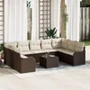 Image de Ensemble De CanapÃ© De Jardin De 9 PiÃ¨ces Vidaxl Avec Coussins Gris En Poly Rattan, CanapÃ© De Jardin 2 Places Vidaxl Avec Coussins Marron En Poly Rattan