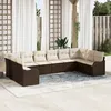 Image de Ensemble De CanapÃ©s De Jardin De 10 PiÃ¨ces Vidaxl Avec Coussins En Poly Rattan Marron, CanapÃ© De Jardin De 2 Places Vidaxl Avec Coussins En Poly Rattan Marron