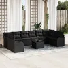 Image de Ensemble De CanapÃ© De Jardin De 11 PiÃ¨ces Avec Coussins Beige En Rotin SynthÃ©tique, CanapÃ© De Jardin 2 Places Avec Coussins Noir En Rotin SynthÃ©tique