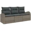Image de Vidaxl Ensemble De CanapÃ© De Jardin 3 PiÃ¨ces Avec Coussins Gris Poly Rotin