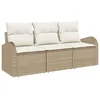 Image de Vidaxl Ensemble De CanapÃ© De Jardin 3 PiÃ¨ces Avec Coussins Beige Rattan SynthÃ©tique