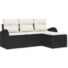 Image de Vidaxl Ensemble De CanapÃ©s De Jardin 4 PiÃ¨ces Avec Coussins Noir Rattan Poly