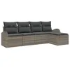 Image de Vidaxl Ensemble De CanapÃ© De Jardin 5 PiÃ¨ces Avec Coussins Gris En Poly Rattan