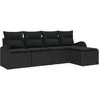 Image de Vidaxl Ensemble De CanapÃ© De Jardin 5 PiÃ¨ces Avec Coussins Noir Poly Rattan
