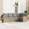 Image de Vidaxl Ensemble De CanapÃ© De Jardin De 5 PiÃ¨ces Avec Coussins Beige Poly Rattan