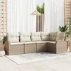 Image de Vidaxl Ensemble De CanapÃ© De Jardin 5 PiÃ¨ces Avec Coussins - Rotin Poly Beige