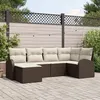 Image de Vidaxl Set De CanapÃ© De Jardin 6 PiÃ¨ces Avec Coussins Marron Poly Rattan