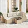Image de Vidaxl Ensemble De CanapÃ©s De Jardin 7 PiÃ¨ces Avec Coussins Marron En Poly Rotin
