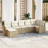 Image de Vidaxl Ensemble De CanapÃ© De Jardin 7 PiÃ¨ces Avec Coussins Beige Poly Rattan