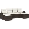 Image de Vidaxl Ensemble De CanapÃ© De Jardin 6 PiÃ¨ces Avec Coussins Marron Polyrotin