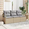 Image de Set De CanapÃ© De Jardin Vidaxl 3 PiÃ¨ces Avec Coussins Beige Poly Rattan, CanapÃ© De Jardin Vidaxl 2 Places Avec Coussins Beige Poly Rattan