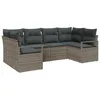 Image de Ensemble De 6 PiÃ¨ces De CanapÃ© De Jardin Avec Coussins Gris Poly Rattan, CanapÃ© De Jardin 2 Places Avec Coussins Gris Poly Rattan