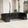 Image de Ensemble De CanapÃ© De Jardin 10 PiÃ¨ces Avec Coussins Noir Poly Rattan, CanapÃ© De Jardin 2 Places Avec Coussins Noir Poly Rattan