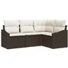Image de Vidaxl Ensemble De CanapÃ© De Jardin 4 PiÃ¨ces Avec Coussins Marron Poly Rattan