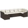 Image de Vidaxl Ensemble De CanapÃ© De Jardin 7 PiÃ¨ces Avec Coussins Marron En Rattan Poly