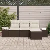 Image de Vidaxl Ensemble De CanapÃ© De Jardin 4 PiÃ¨ces Avec Coussins Marron En Poly Rattan