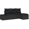 Image de Vidaxl Ensemble De CanapÃ© De Jardin 4 PiÃ¨ces Avec Coussins Noir Poly Rattan