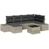 Image de vidaXL Ensemble de 7 piÃ¨ces de CanapÃ© de Jardin avec Coussins Gris Poly Rotin
