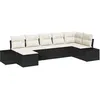 Image de Vidaxl Ensemble De CanapÃ© De Jardin 7 PiÃ¨ces Avec Coussins Noir Poly Rattan