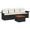 Image de Vidaxl Ensemble De CanapÃ© De Jardin 5 PiÃ¨ces Avec Coussins Noir Rattan Poly Acacia