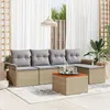 Image de Vidaxl Ensemble De CanapÃ© De Jardin 6 PiÃ¨ces Beige Et Gris Rattan Et Tissu