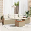 Image de vidaXL Ensemble de Sofa de Jardin 6 PiÃ¨ces avec Coussins Beige Rattan Acacia