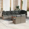 Image de Ensemble CanapÃ© De Jardin De 9 PiÃ¨ces Avec Coussins Gris Poly Rattan Acacia, CanapÃ© De Jardin De 2 Places Avec Coussins Gris Poly Rattan