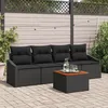 Image de Vidaxl Ensemble De 5 CanapÃ©s De Jardin Avec Coussins Noirs En Polyrattan D'acacia