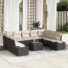 Image de Vidaxl CanapÃ© De Jardin 10 PiÃ¨ces Noir Et CrÃ¨me Rotin, Tissu En Polyester