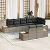 Image de vidaXL Ensemble de 8 CanapÃ©s de Jardin avec Coussins Gris Poly Rattan Acacia