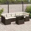 Image de Ensemble De CanapÃ© De Jardin De 8 PiÃ¨ces Avec Coussins Marron Poly Rattan, CanapÃ© De Jardin 2 Places Avec Coussins Marron Poly Rattan