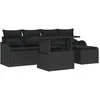 Image de Ensemble De CanapÃ© De Jardin 6 PiÃ¨ces Vidaxl Avec Coussins En Rotin Poly Noir, CanapÃ© De Jardin 2 Places Vidaxl Avec Coussins En Rotin Poly Noir