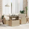 Image de Ensemble De Sofa De Jardin 5 PiÃ¨ces Avec Coussins Beige Poly Rattan, Sofa De Jardin 2 Places Avec Coussins Beige Poly Rattan
