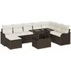 Image de Ensemble De CanapÃ©s De Jardin De 9 PiÃ¨ces Avec Coussins Marron En Poly Rattan, CanapÃ© De Jardin 2 Places Avec Coussins Marron En Poly Rattan