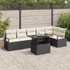 Image de Ensemble De CanapÃ© De Jardin 7 PiÃ¨ces Avec Coussins Noir Poly Rattan, CanapÃ© De Jardin 2 Places Avec Coussins Noir Poly Rattan