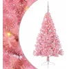 Image de vidaXL Sapin de NoÃ«l artificiel prÃ©-Ã©clairÃ© Rose 150 cm PVC