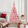 Image de vidaXL Sapin de NoÃ«l artificiel prÃ©-Ã©clairÃ© Rose 150 cm PVC