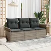 Image de Ensemble De CanapÃ© De Jardin De 3 PiÃ¨ces Avec Coussins Gris En Poly Rattan, CanapÃ© De Jardin De 2 Places Avec Rangement Et Coussins Gris En Poly Rattan