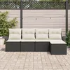 Image de Ensemble De CanapÃ© De Jardin 5 PiÃ¨ces Avec Coussins Noir Poly Rotin, CanapÃ© De Jardin 2 Places Avec Rangement & Coussins Noir Poly Rotin
