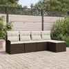 Image de Ensemble De CanapÃ©s De Jardin Vidaxl 5 PiÃ¨ces Avec Coussins Marron En Poly Rattan, CanapÃ© De Jardin 2 Places Vidaxl Avec Rangement & Coussins Marron En Poly Rattan