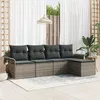 Image de Ensemble De CanapÃ©s De Jardin 5 PiÃ¨ces Gris Rattan Poly, CanapÃ© De Jardin 2 Places Avec Rangement Et Coussins Gris Rattan Poly