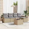 Image de CanapÃ© De Jardin De 6 PiÃ¨ces Avec Coussins En Rattan Noir Vidaxl, CanapÃ© De Jardin 2 Places Avec Rangement & Coussins Beige Vidaxl