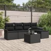 Image de Ensemble De CanapÃ© De Jardin 6 PiÃ¨ces Avec Coussins Beige Rotin SynthÃ©tique, CanapÃ© De Jardin 2 Places Avec Rangement Et Coussins Noir Rotin SynthÃ©tique