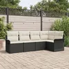 Image de Ensemble De CanapÃ© De Jardin Vidaxl 5 PiÃ¨ces Avec Coussins En Poly Rotin Noir, CanapÃ© De Jardin 2 Places Vidaxl Avec Rangement Et Coussins En Poly Rotin Noir